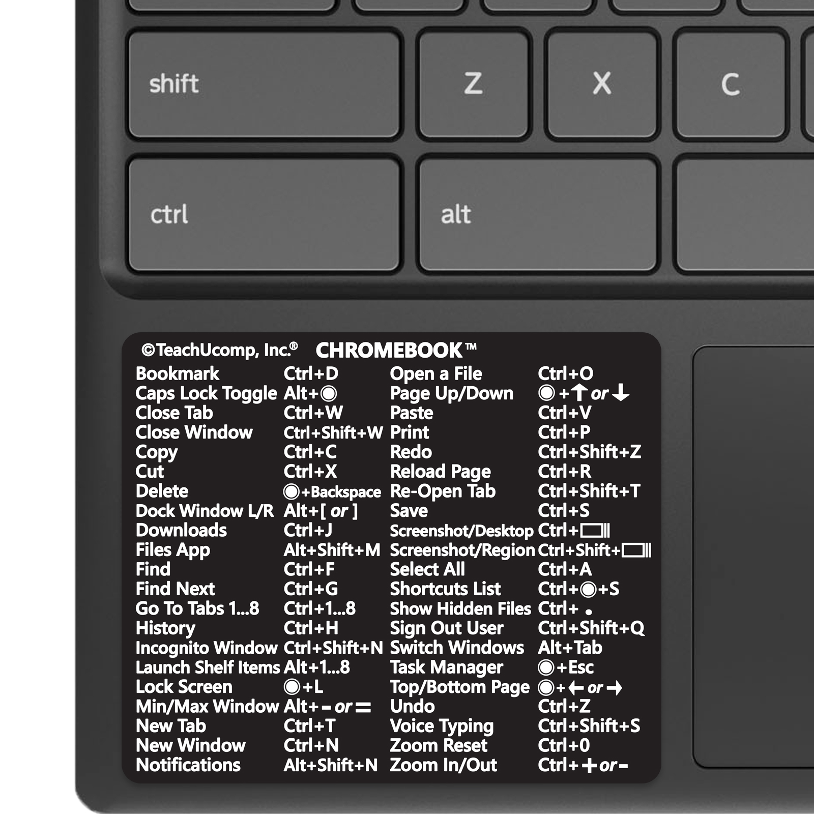 Chromebook Keyboard Shortcuts Sticker
