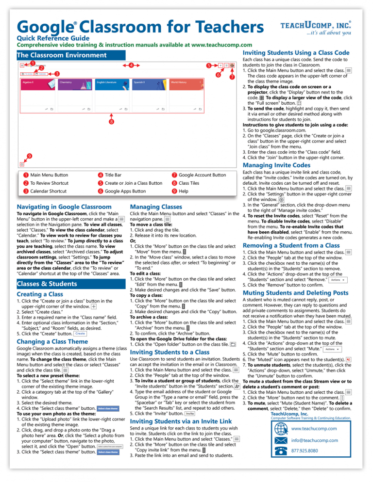 Google Classroom for Teachers Quick Reference Guide – TeachUcomp, Inc.