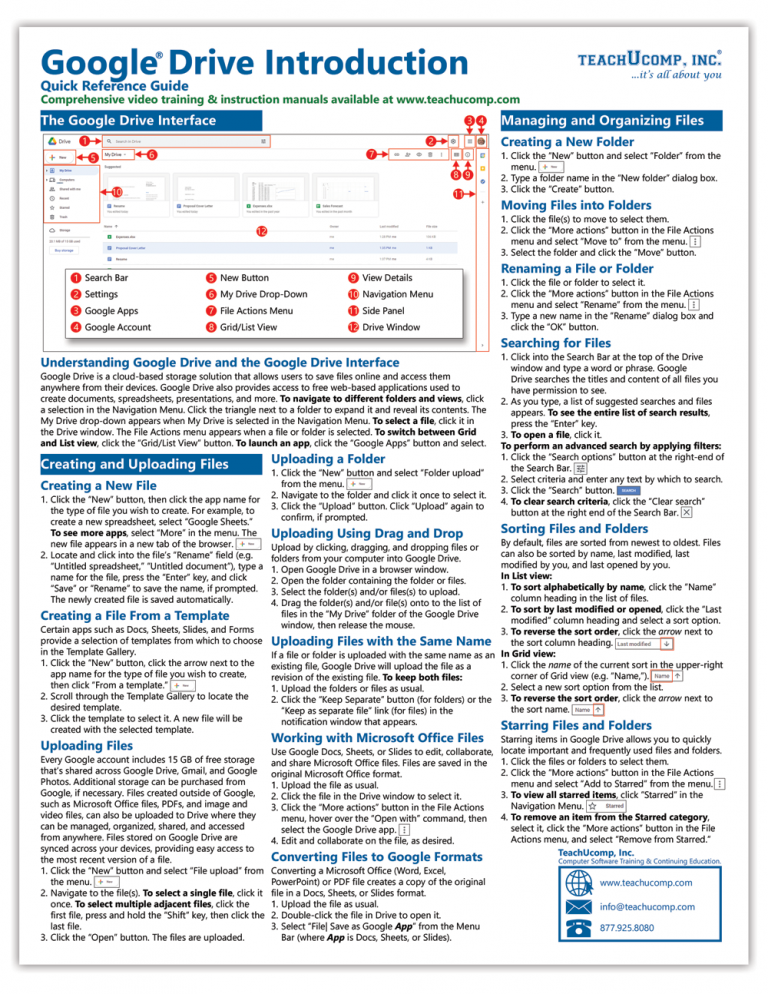 Google Drive Quick Reference Guide – TeachUcomp, Inc.