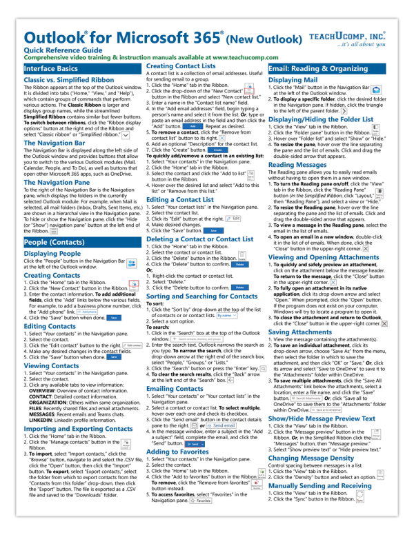 Outlook for Microsoft 365 (New Outlook) Introductory Quick Reference Guide