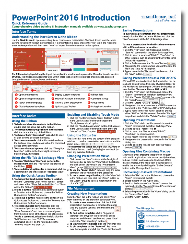 PowerPoint 2016 Introductory Quick Reference Guide – TeachUcomp, Inc.